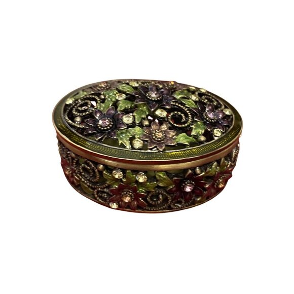 Folio Home Genuine Austrian Crystal Filligree Purple Flower Box NWT - Picture 8 of 13